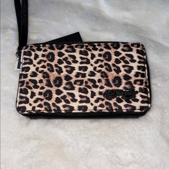 Ed Hardy Leopard Heart Tattoo Zip Wallet Wristlet NWT Punk Rock Y2K - Picture 4 of 5